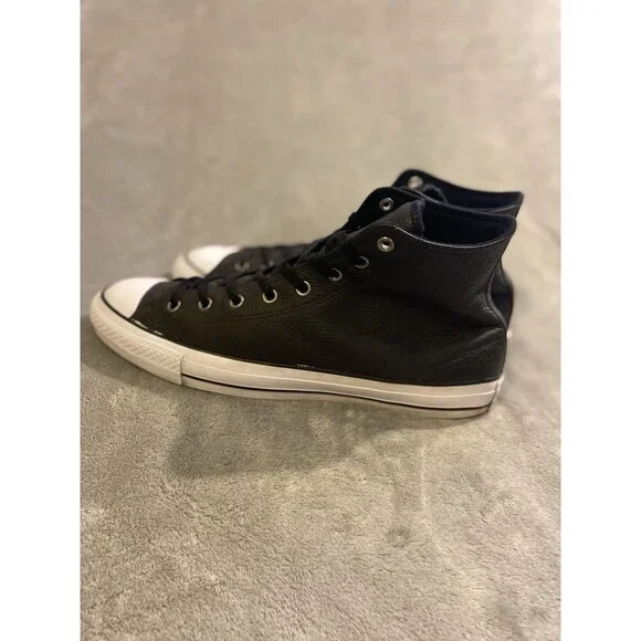 Converse All Star Chuck Taylor Leather Shoes Men’s 13 Black High Top Sneakers - Picture 15 of 16